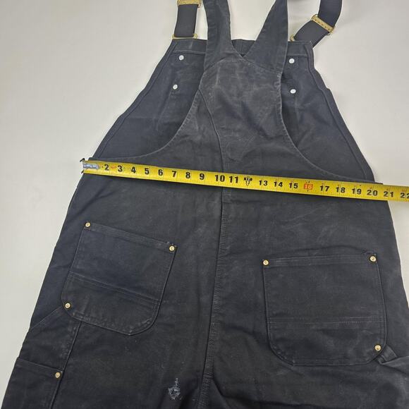 Carhartt Bib Overalls Mens Large Tall Black Insulated Quilt Lined Duck Canvas - Picture 13 of 16
